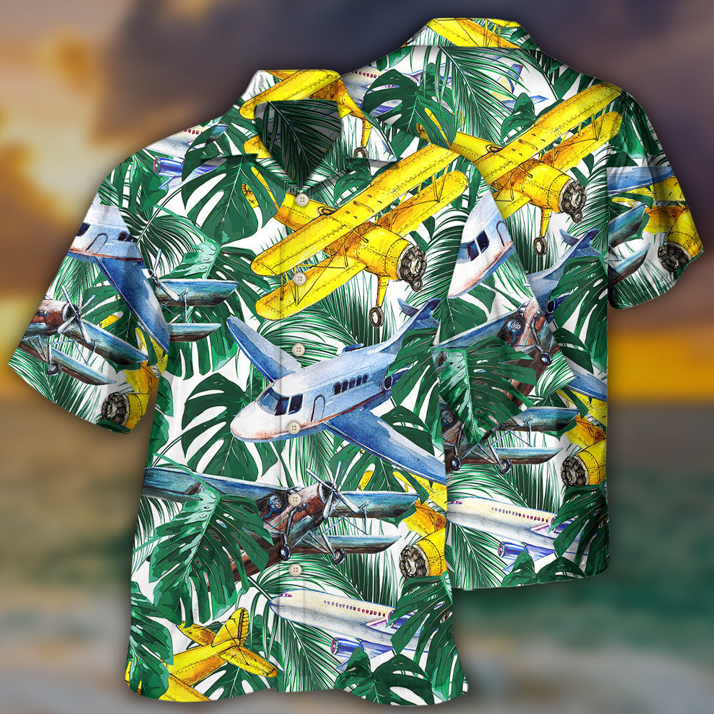 Airplane Tropical Leaf Wish Right Now - Hawaiian Shirt