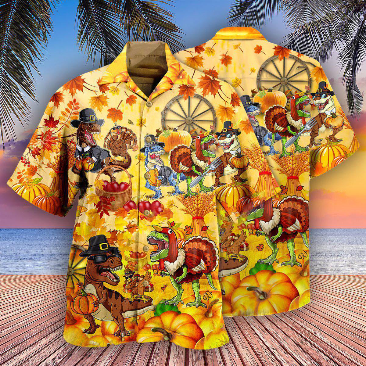 Dinosaur Happy Trexgiving Fall - Hawaiian Shirt