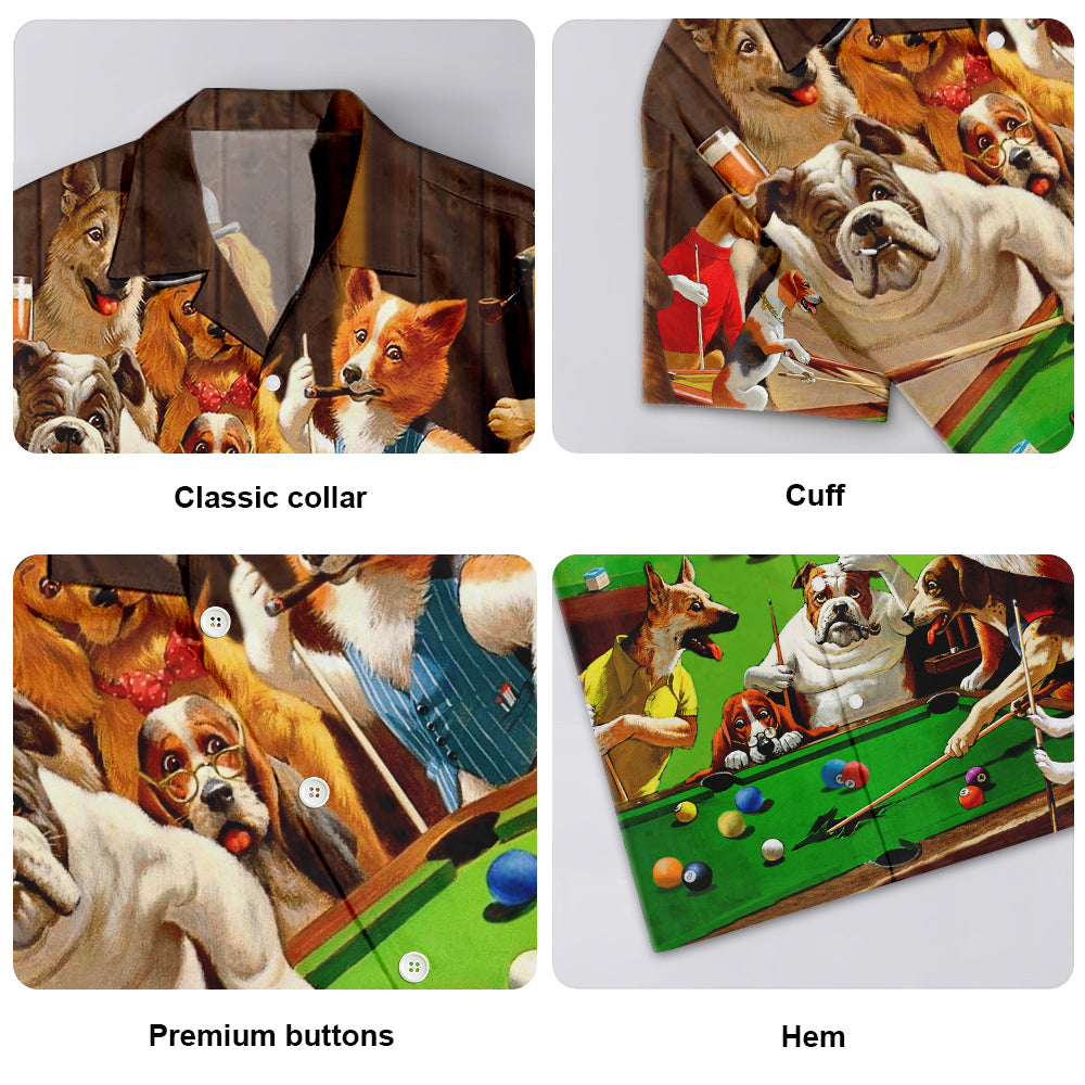 Billiard Dogs Playing Pool - Hawaiian Shirt