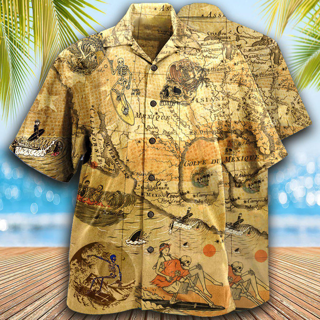 Surfing Skeleton Vintage - Hawaiian Shirt