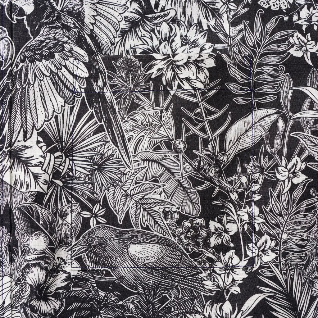 Men's Hawaiian Shirt Short Sleeve Button-down 100% Cotton White Aloha Monochrome Tropical Jungle Charm By Cigar
