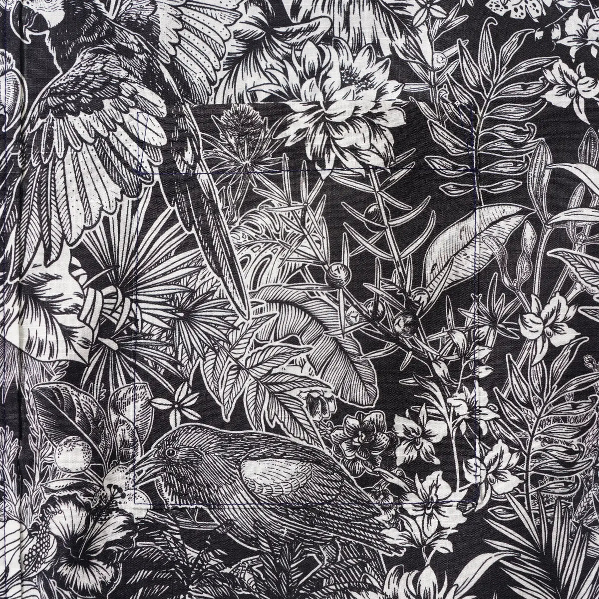 Men's Hawaiian Shirt Short Sleeve Button-down 100% Cotton White Aloha Monochrome Tropical Jungle Charm By Cigar
